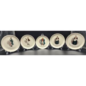 Invento Charles Dickens Hand Colored Plates Set of 5 7" Characters England, VTG